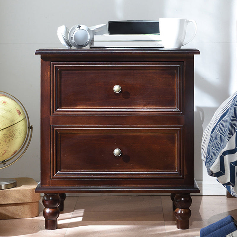 Traditional Night Table Drawer Storage Pine Nightstand with Legs for Bedroom