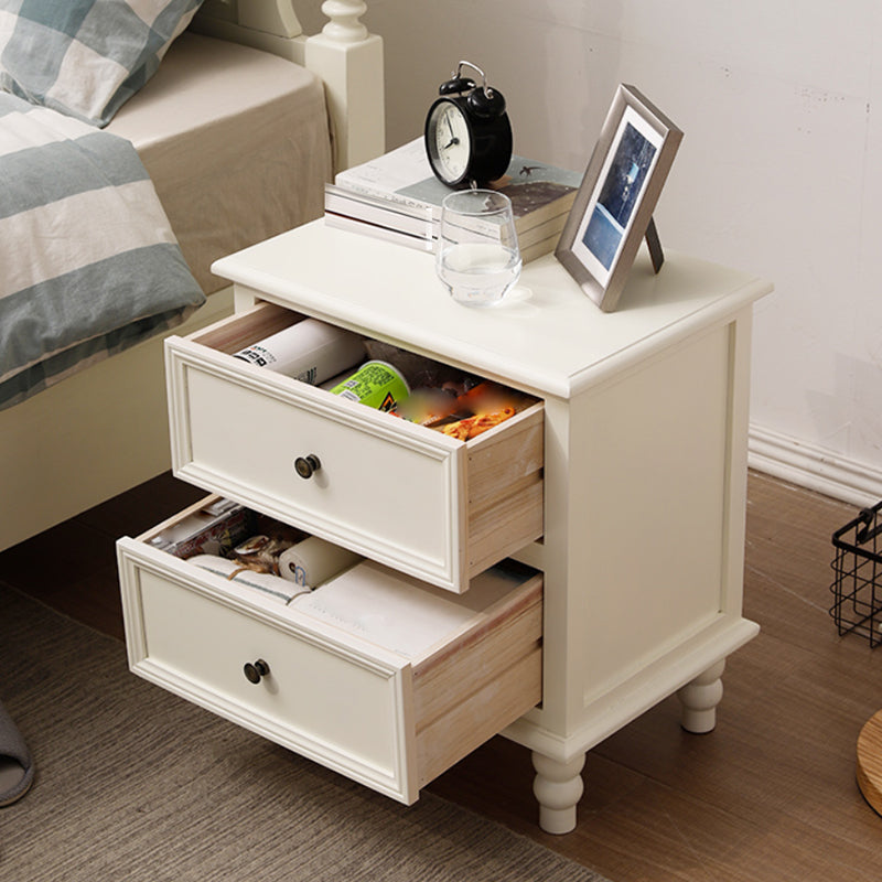 Traditional Night Table Drawer Storage Pine Nightstand with Legs for Bedroom