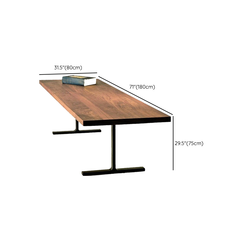 Rectangular Pine Wood Computer Desk T-Shape Base Dormitory Office Desk