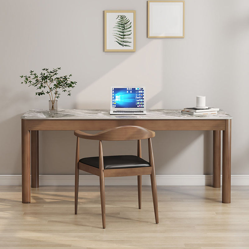 Rectangular Shaped Office Desk 4 Legs Writing Desk in Brown for Home