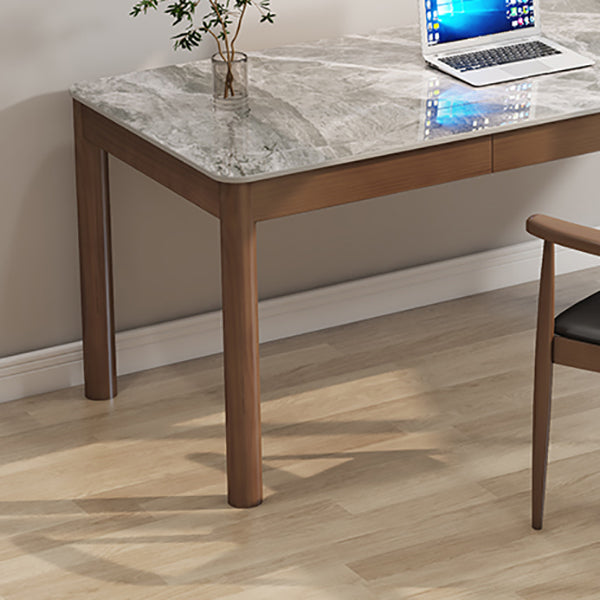 Rectangular Shaped Office Desk 4 Legs Writing Desk in Brown for Home