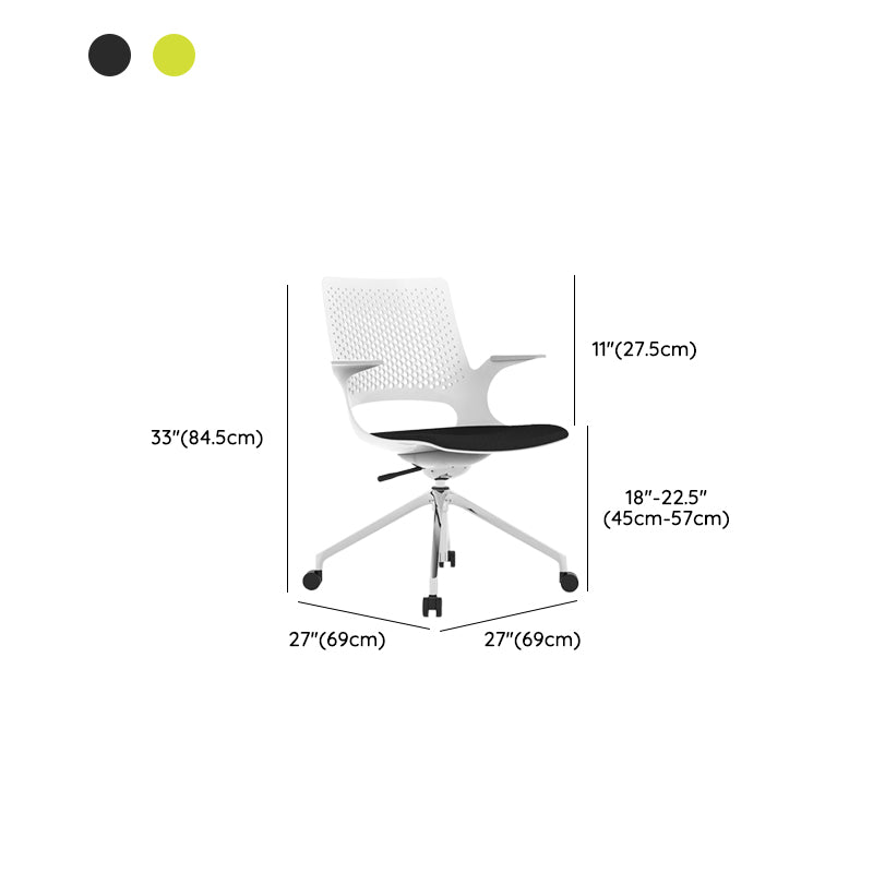 Modern Slide Office Chair Fixed Arms Adjustable Seat Height Desk Chair with Wheels