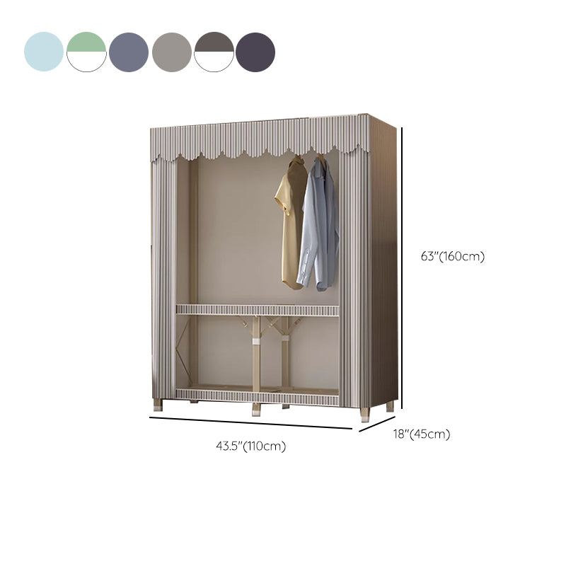 Foldable Metal Frame Wardrobe Armoire Freestanding Wardrobe with Shelves