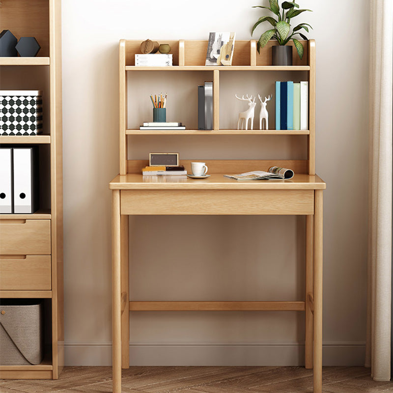 Wooden Desk Writing Desk with Bookshelf  23.6"W Child Desk in Light Wood