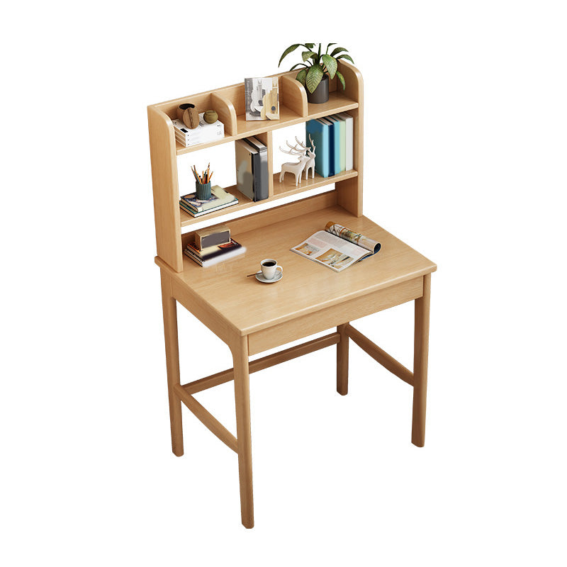 Wooden Desk Writing Desk with Bookshelf  23.6"W Child Desk in Light Wood