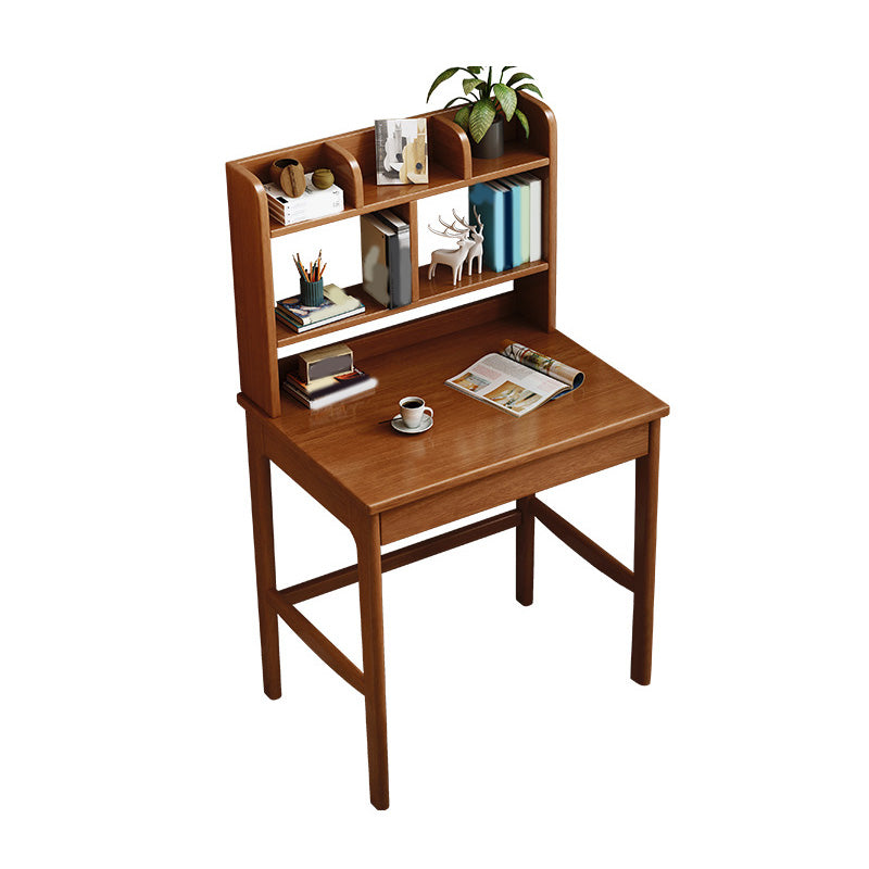 Wooden Desk Writing Desk with Bookshelf  23.6"W Child Desk in Light Wood