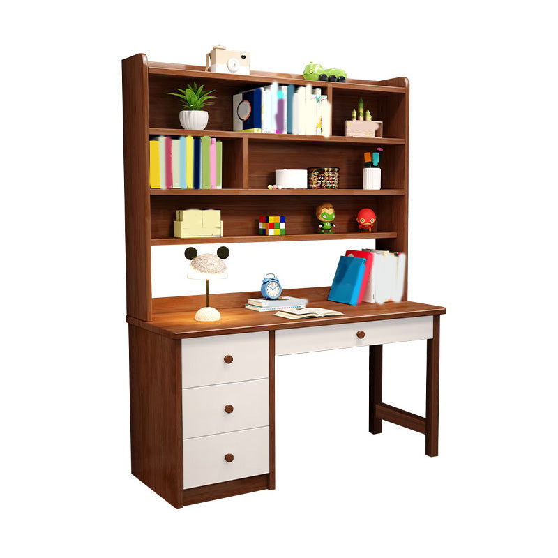 Solid Wood Kids Desk Writing Desk 23.6"W Kids Desk with Bookshelf