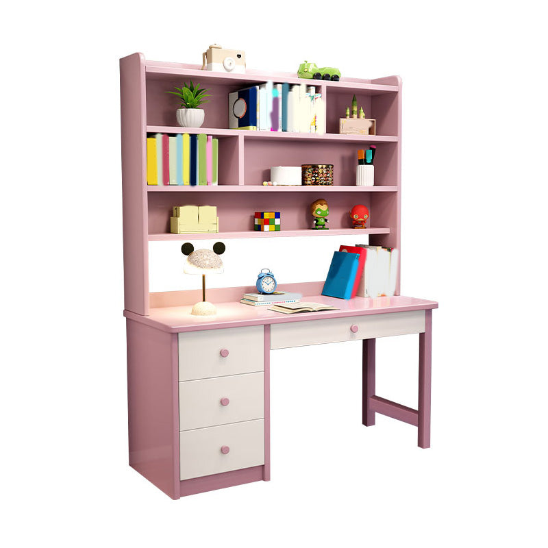 Solid Wood Kids Desk Writing Desk 23.6"W Kids Desk with Bookshelf