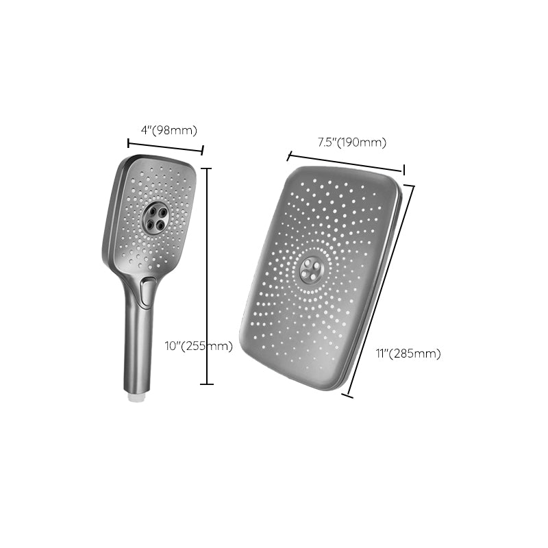 Modern Grey Shower Head Combo Standard Spray Pattern Rectangle Large Shower Head