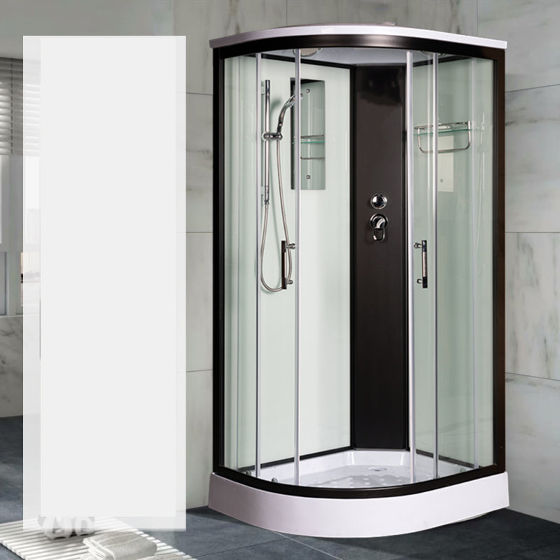 Tempered Glass Shower Stall Black Double Sliding Door Shower Enclosure