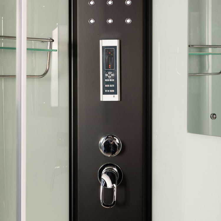 Tempered Glass Shower Stall Black Double Sliding Door Shower Enclosure