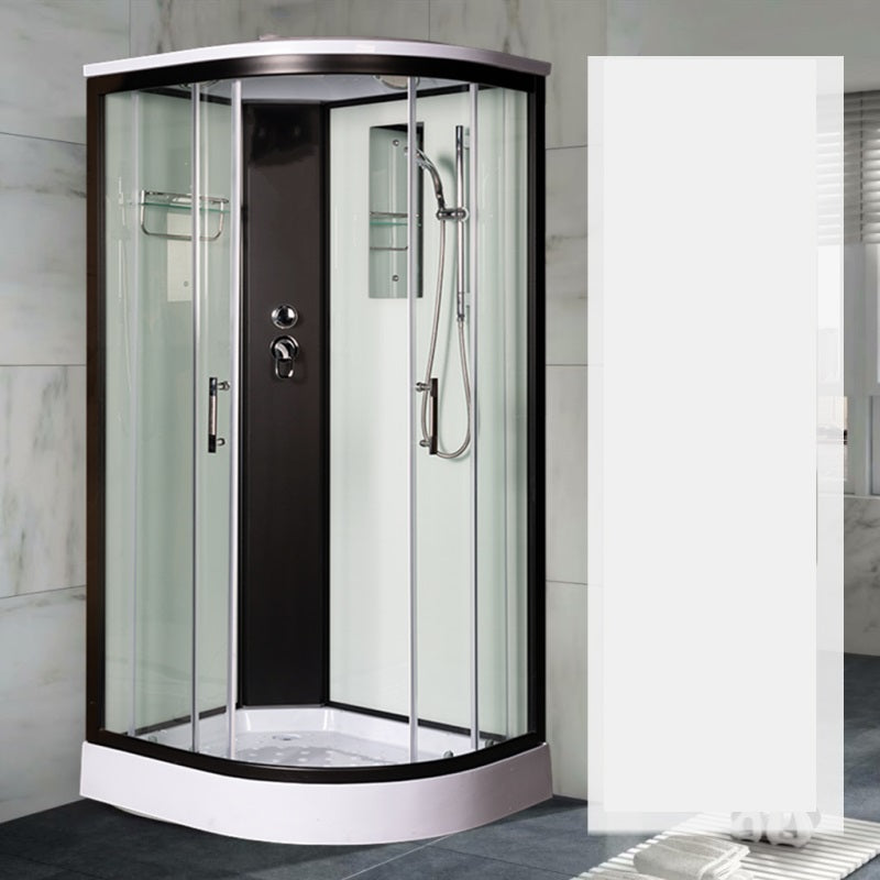 Tempered Glass Shower Stall Black Double Sliding Door Shower Enclosure