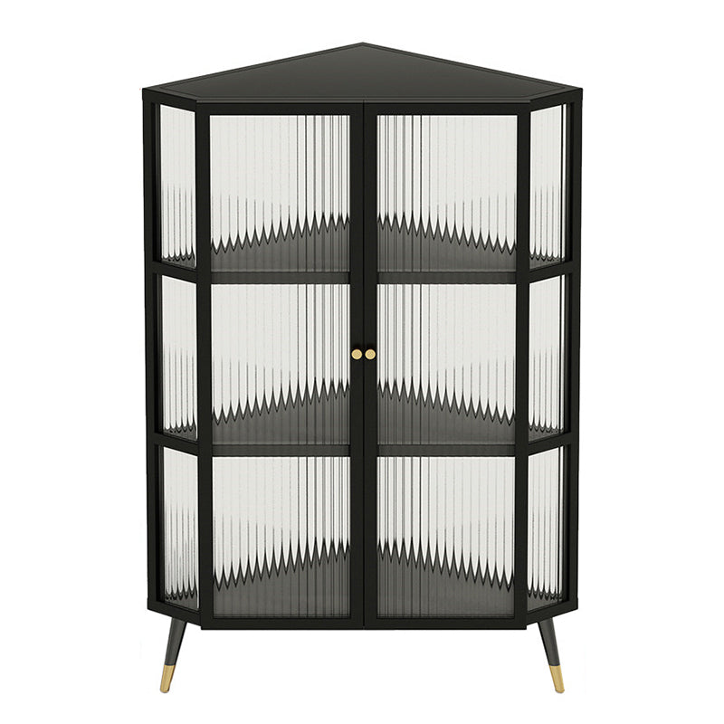 Industrial Curio Cabinet Metal Glass Doors Storage Cabinet with Legs