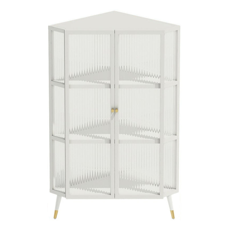 Industrial Curio Cabinet Metal Glass Doors Storage Cabinet with Legs