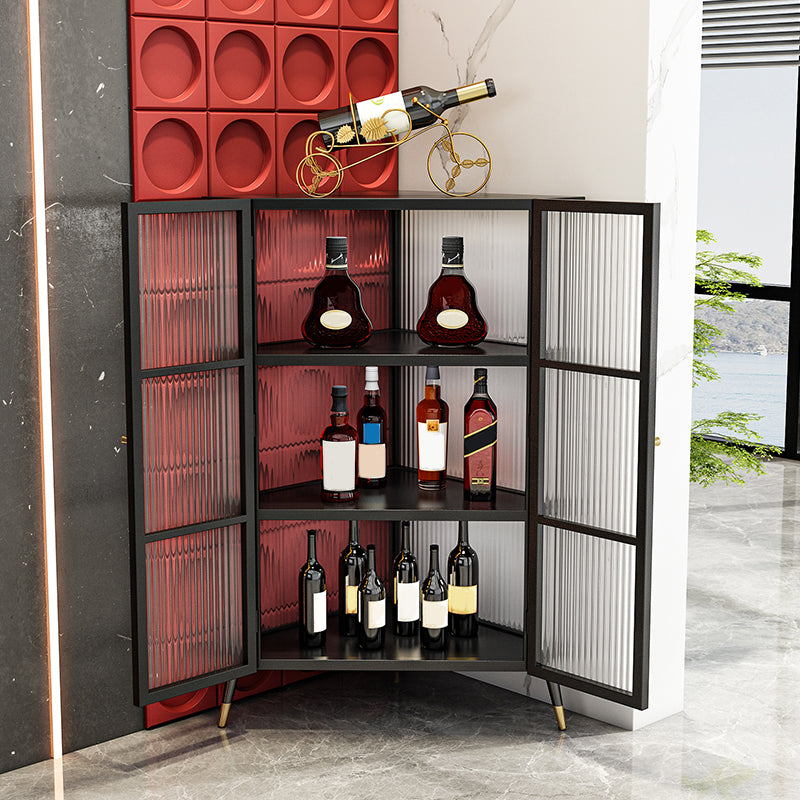 Industrial Curio Cabinet Metal Glass Doors Storage Cabinet with Legs