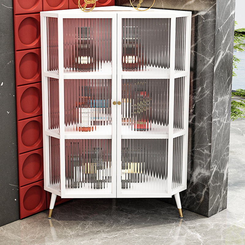 Industrial Curio Cabinet Metal Glass Doors Storage Cabinet with Legs