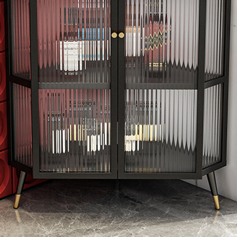 Industrial Curio Cabinet Metal Glass Doors Storage Cabinet with Legs