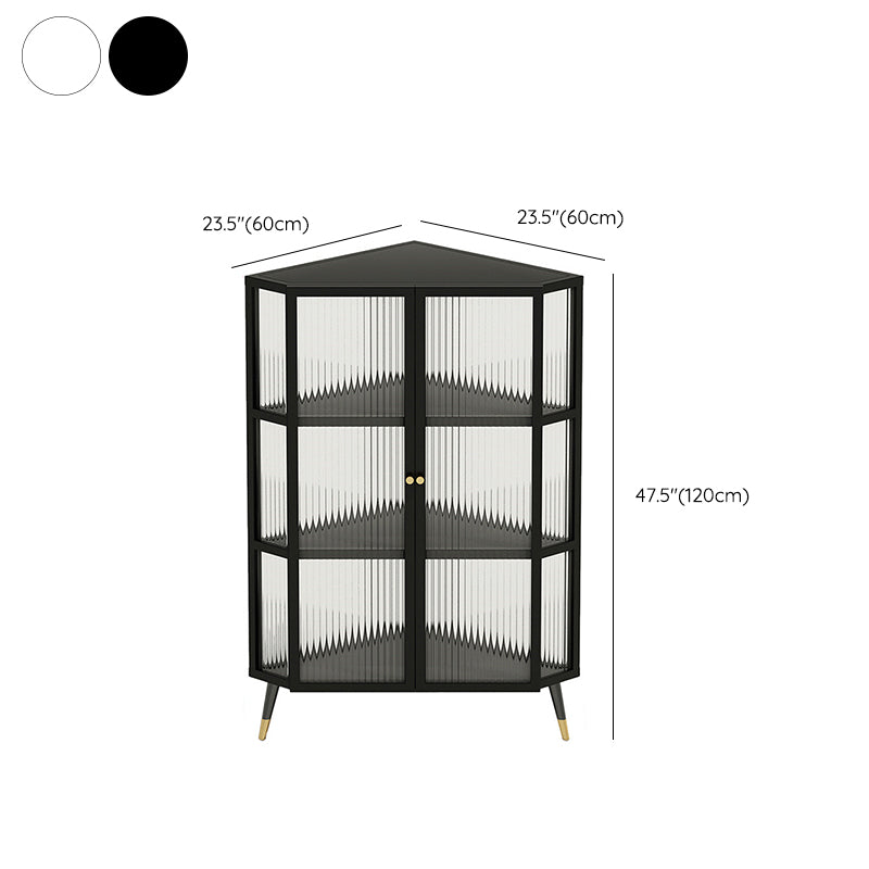 Industrial Curio Cabinet Metal Glass Doors Storage Cabinet with Legs