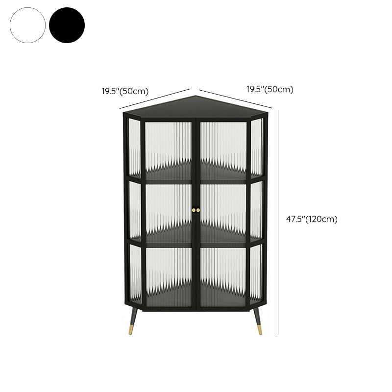 Industrial Curio Cabinet Metal Glass Doors Storage Cabinet with Legs