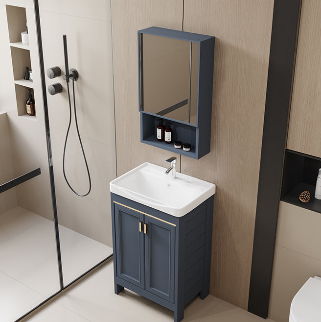 Glam Blue Ceramic Bathroom Sink Vanity Single-Sink Rectangular Vanity