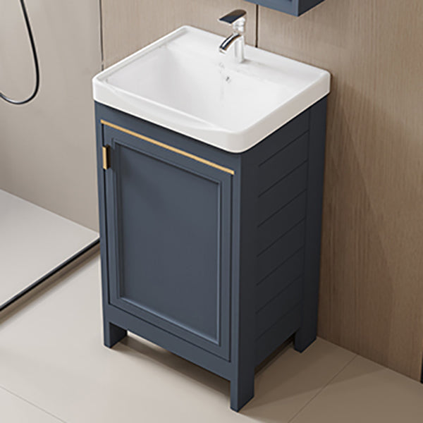 Glam Blue Ceramic Bathroom Sink Vanity Single-Sink Rectangular Vanity