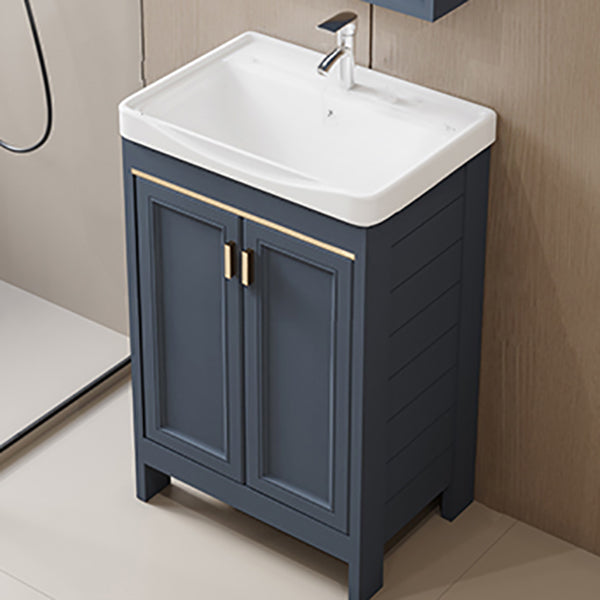 Glam Blue Ceramic Bathroom Sink Vanity Single-Sink Rectangular Vanity