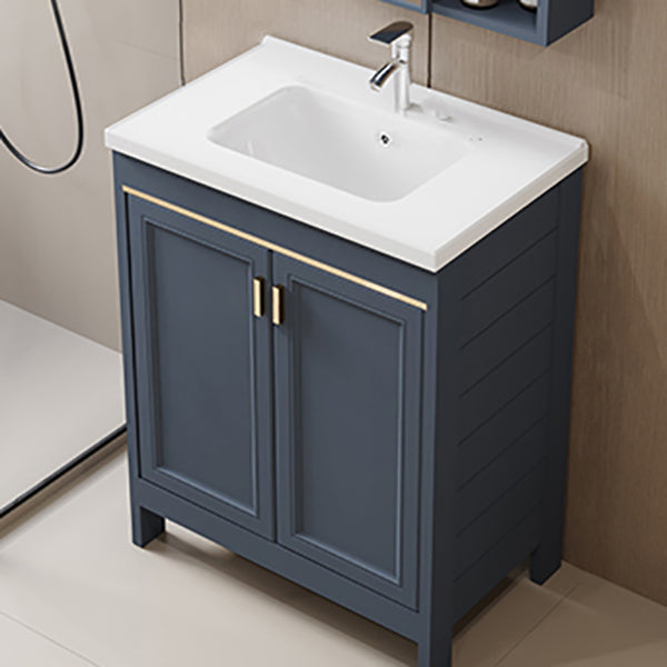 Glam Blue Ceramic Bathroom Sink Vanity Single-Sink Rectangular Vanity