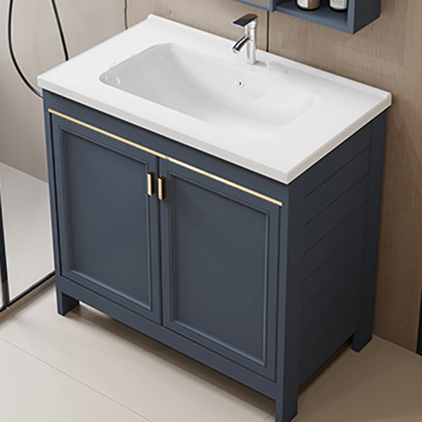 Glam Blue Ceramic Bathroom Sink Vanity Single-Sink Rectangular Vanity