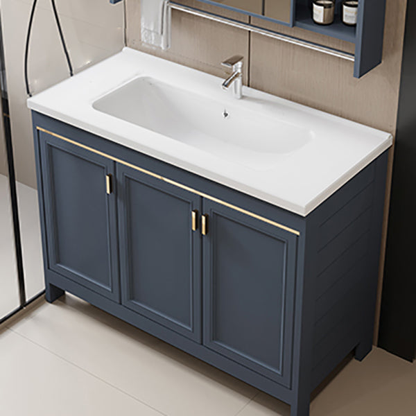 Glam Blue Ceramic Bathroom Sink Vanity Single-Sink Rectangular Vanity