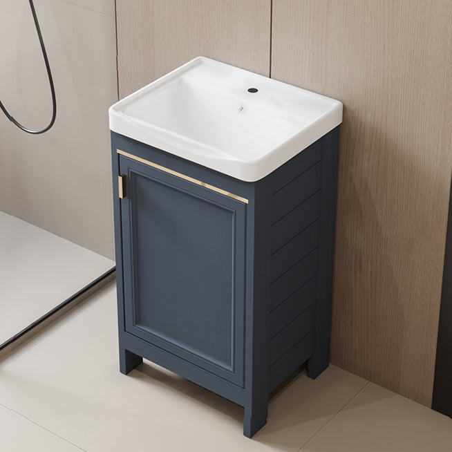 Glam Blue Ceramic Bathroom Sink Vanity Single-Sink Rectangular Vanity