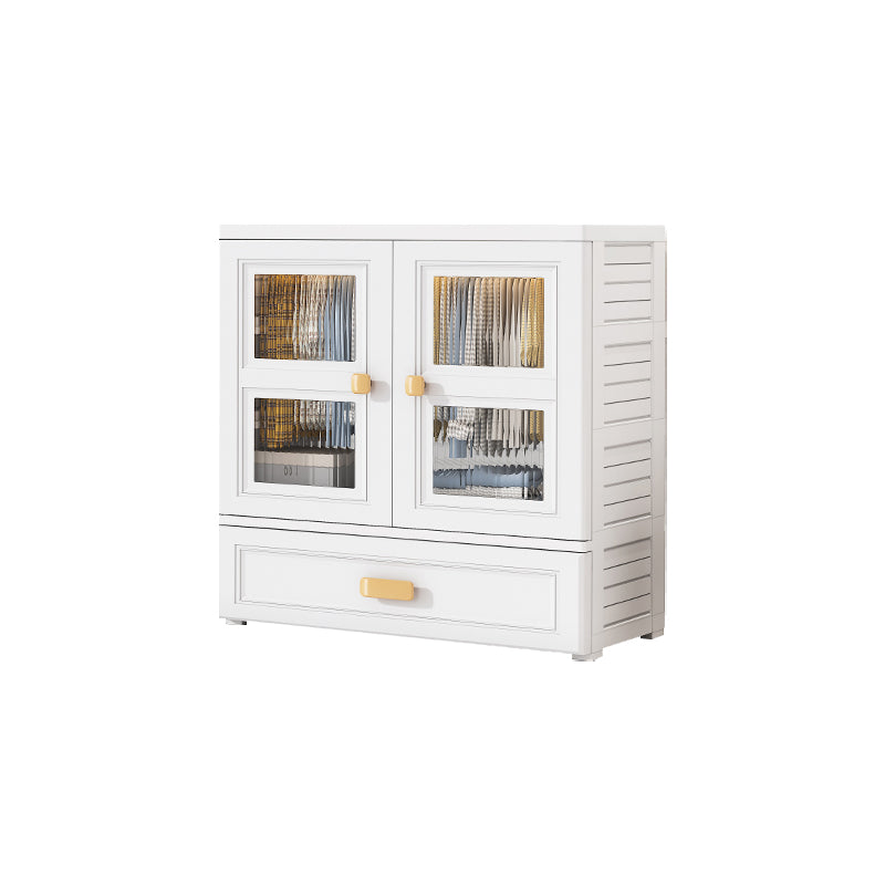 White Plastic Kids Closet Modern Style Shelved Armoire Cabinet