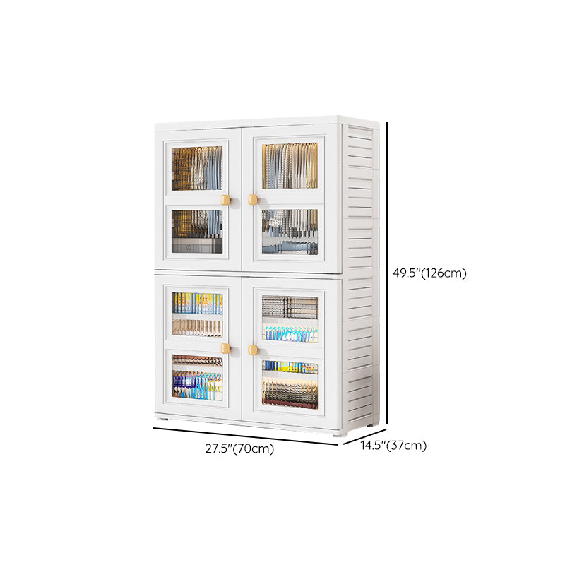 White Plastic Kids Closet Modern Style Shelved Armoire Cabinet