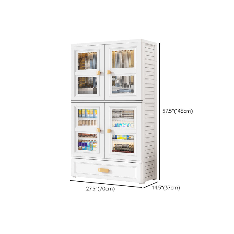 White Plastic Kids Closet Modern Style Shelved Armoire Cabinet