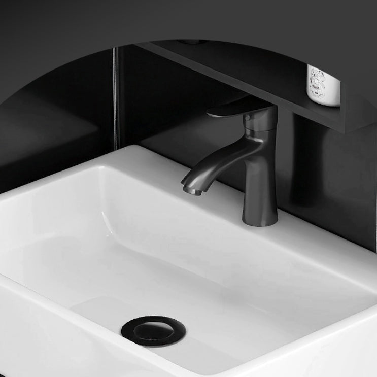 Modern White Ceramic Top Vanity Single-Sink Rectangular Wall Mount Vanity