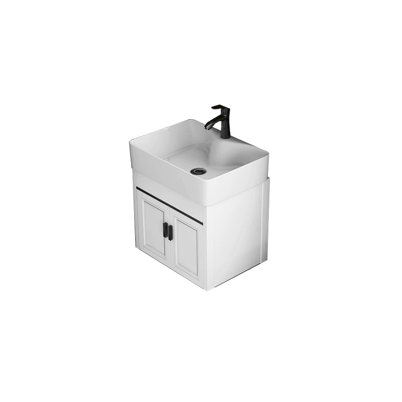 Modern White Ceramic Top Vanity Single-Sink Rectangular Wall Mount Vanity