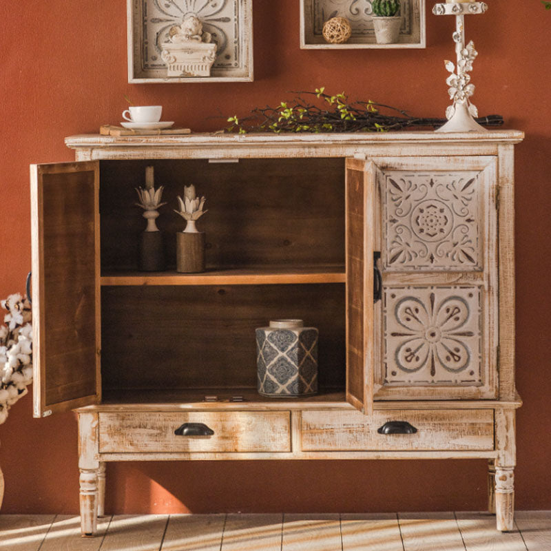 Farmhouse Sideboard Solid Wood Storage Sideboard Buffet with Drawers for Dining Room