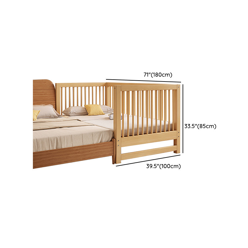 Functional Nursery Crib with Adjustable Height in Natural Wood