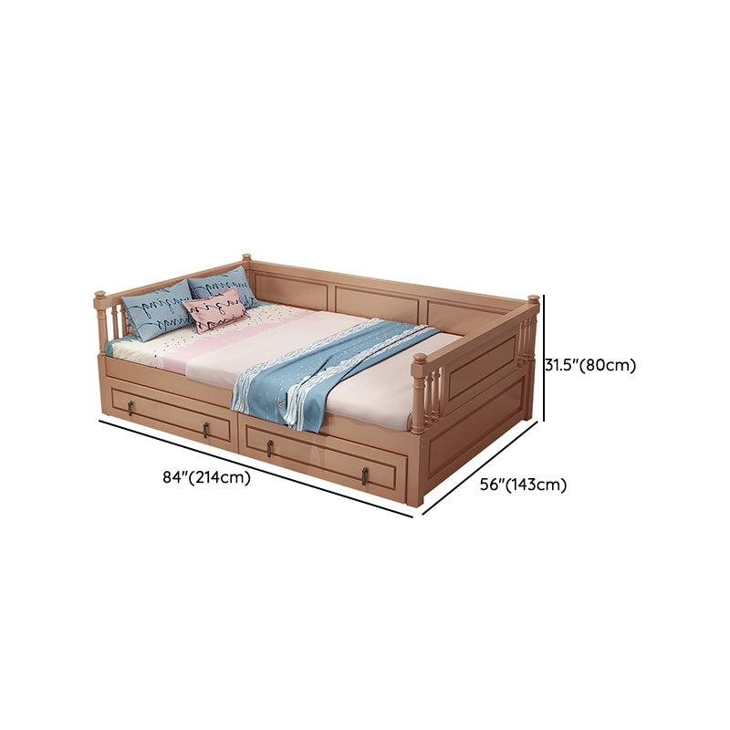 Wooden Nursery Bed in Beech Contemporary 31.5" H Crib with Storage