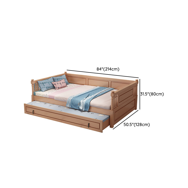 Wooden Nursery Bed in Beech Contemporary 31.5" H Crib with Storage