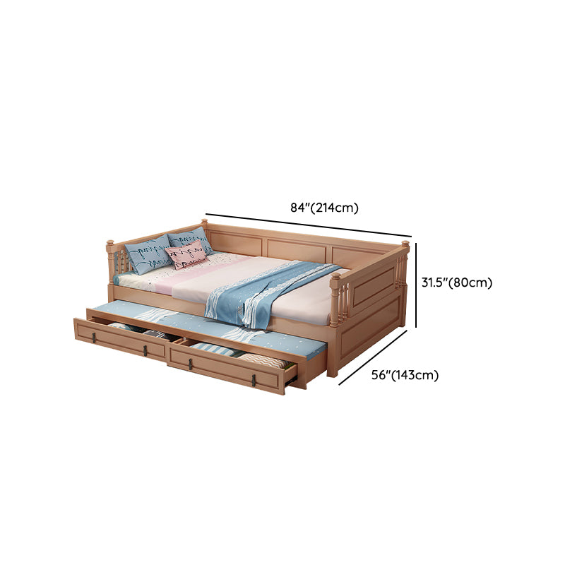 Wooden Nursery Bed in Beech Contemporary 31.5" H Crib with Storage