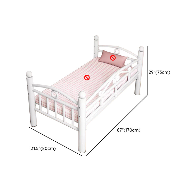 Industrial Rectangle Crib Metal 2-In-1 Convertible Nursery Bed with Guardrail