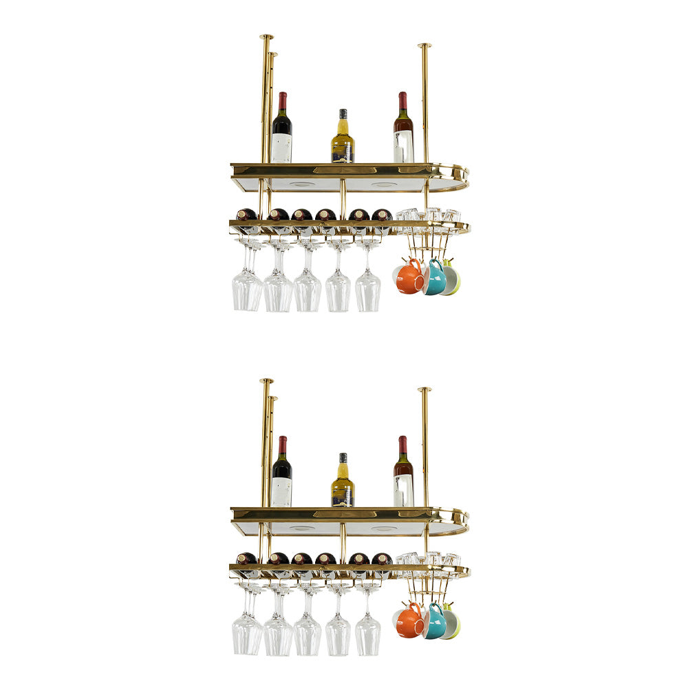 Glam Hanging Wine Rack Metal Wine Bottle & Glass Rack for Bar