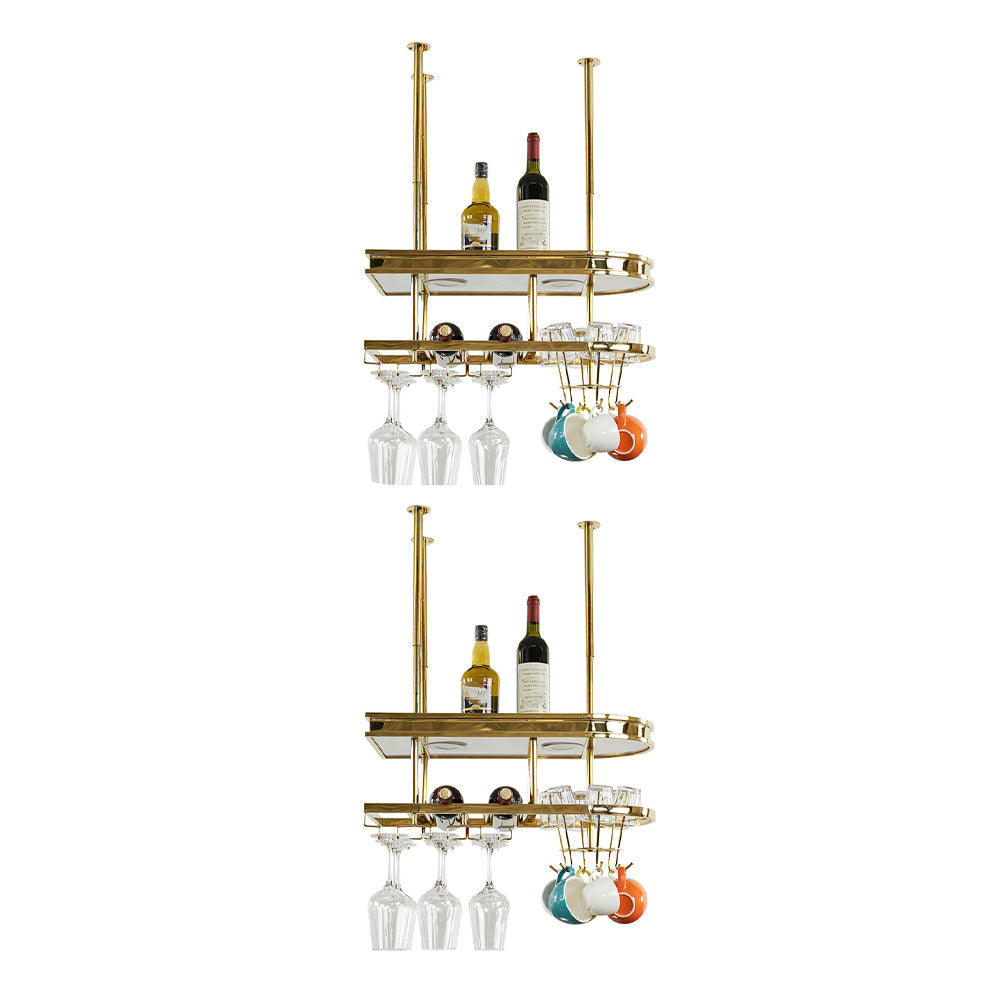 Glam Hanging Wine Rack Metal Wine Bottle & Glass Rack for Bar