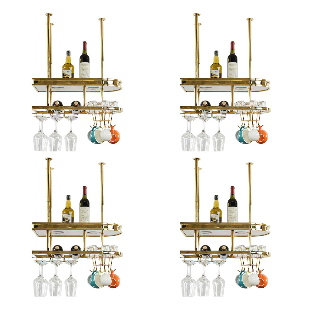 Glam Hanging Wine Rack Metal Wine Bottle & Glass Rack for Bar