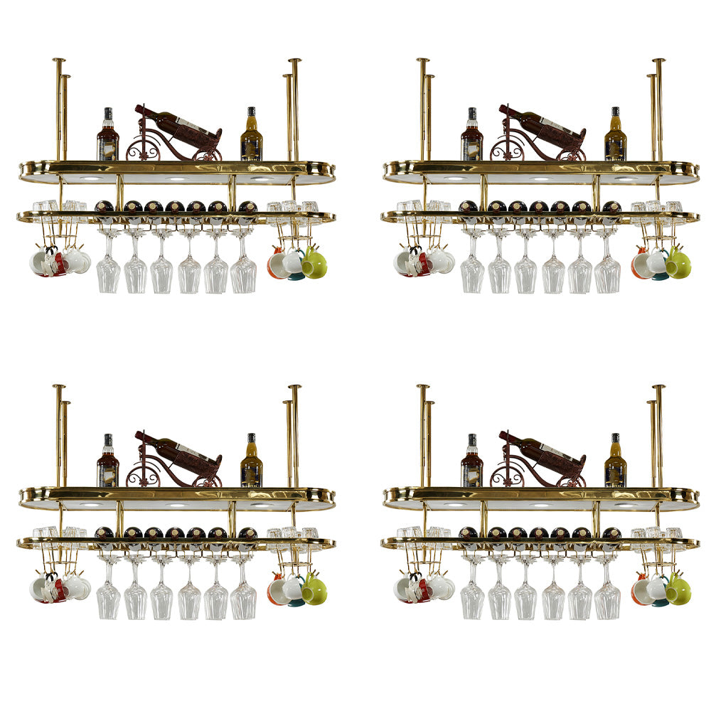 Glam Hanging Wine Rack Metal Wine Bottle & Glass Rack for Bar