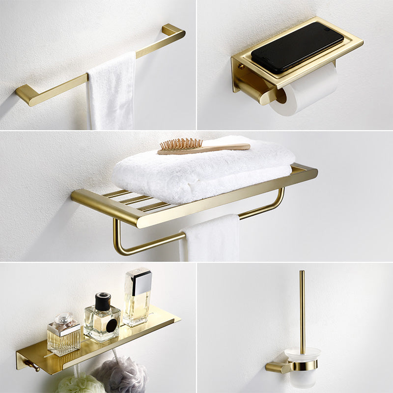 Modern Brushed Brass Bathroom Accessories Hardware Set with Towel Bar