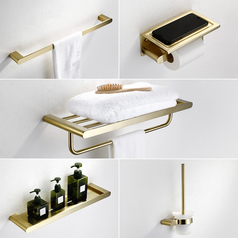 Modern Brushed Brass Bathroom Accessories Hardware Set with Towel Bar