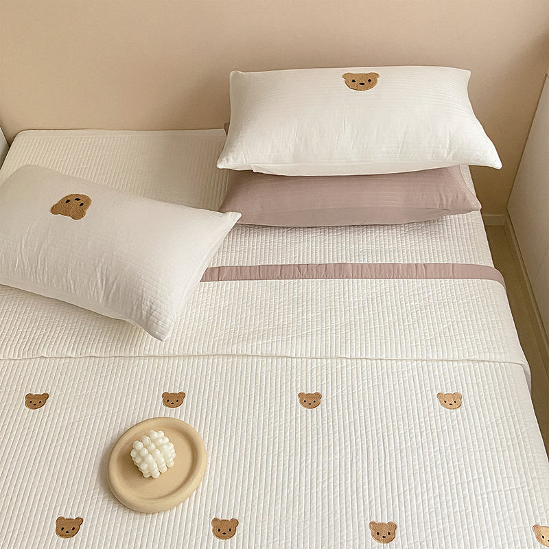 Bed Sheet Bear Head Pattern Non-pilling Breathable Bed Sheet Set