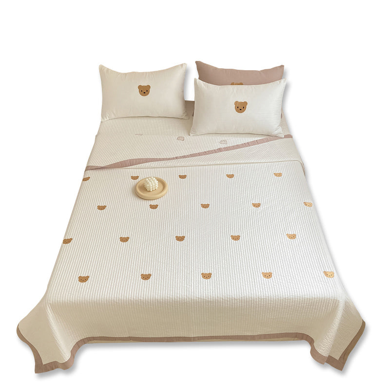 Bed Sheet Bear Head Pattern Non-pilling Breathable Bed Sheet Set