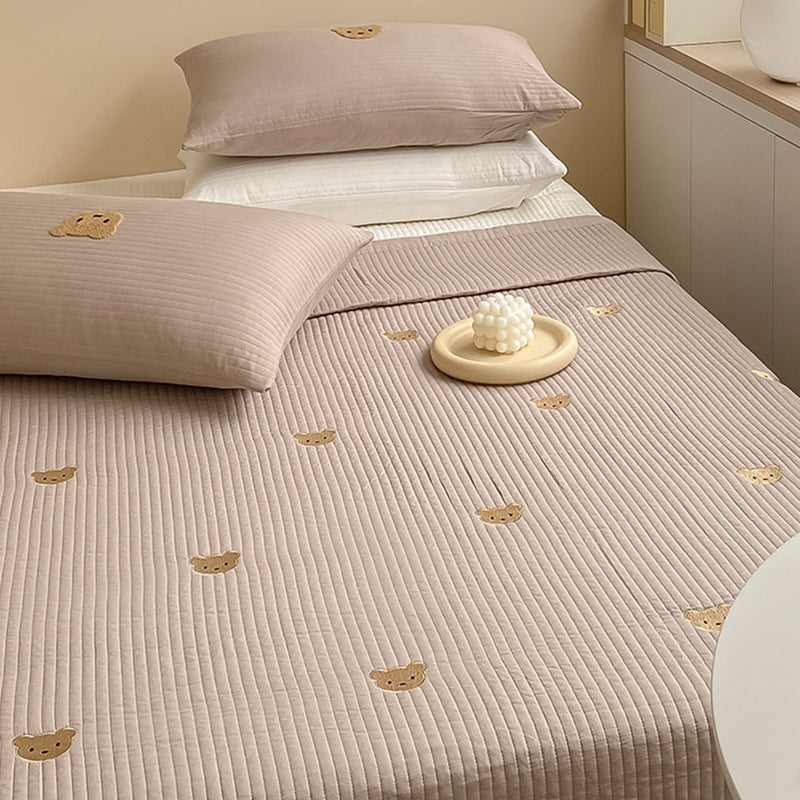 Bed Sheet Bear Head Pattern Non-pilling Breathable Bed Sheet Set